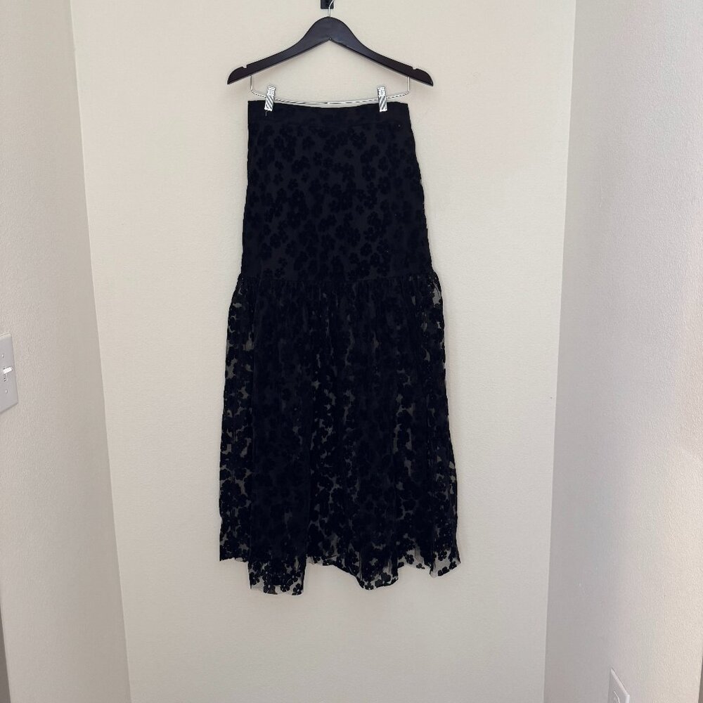 Zara Black Sheer and Floral Midi Dress Size M